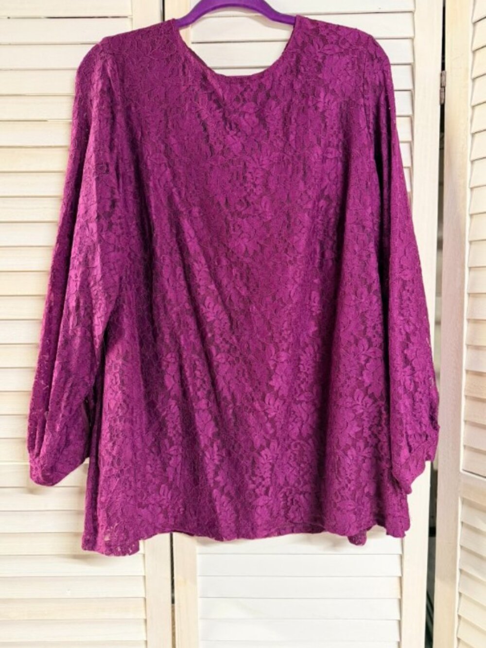 Fuchsia lace long sleeve blouse